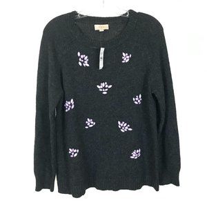 NWT Ann Taylor LOFT Embellished Crew Neck Sweater